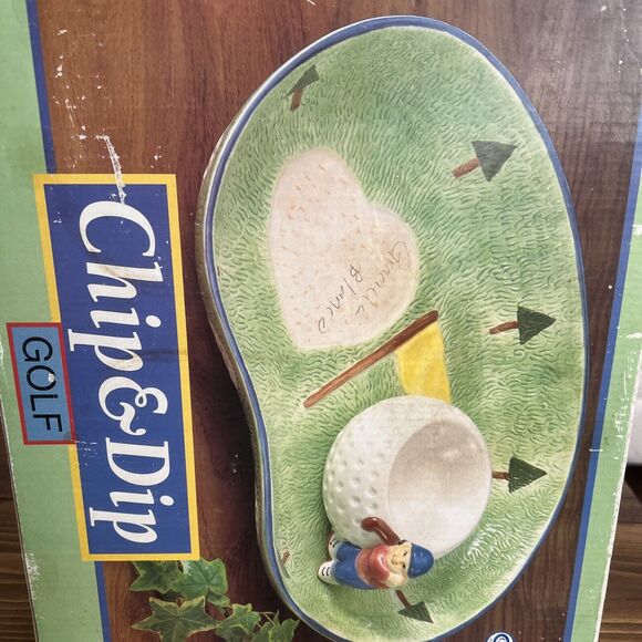 VTG Golf Chip & Dip Bowl Midwestern Home Products 101607 New In Box 14”x10” RARE - Picture 6 of 11